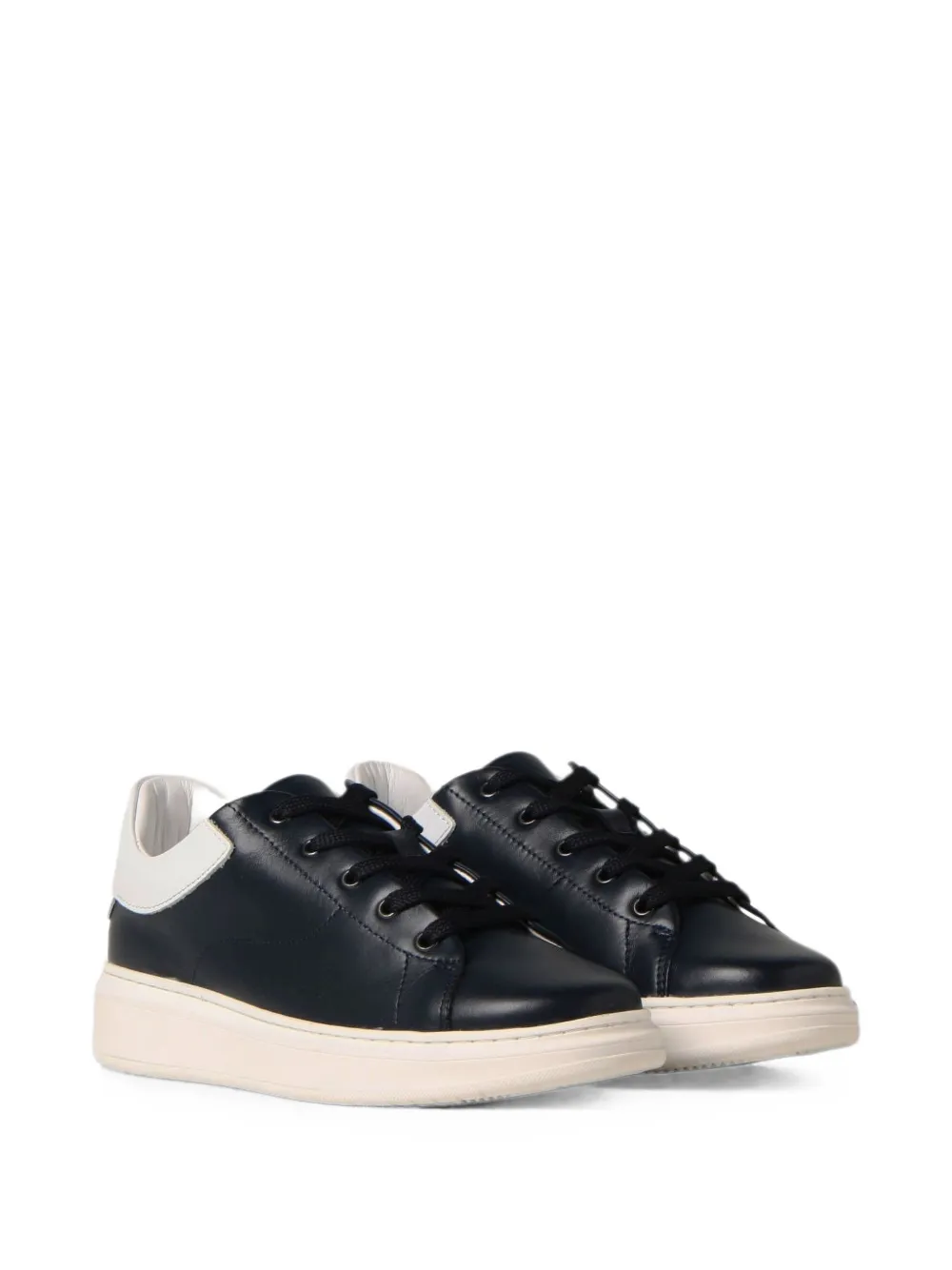 Emporio Ar i Kids Leren sneakers met logoprint Blauw