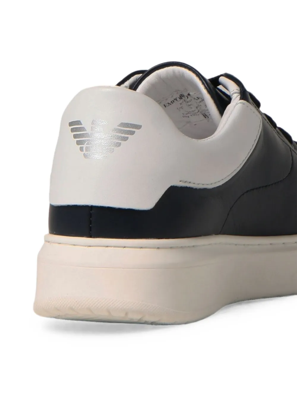 Emporio Armani Kids Leren sneakers met logoprint Blauw