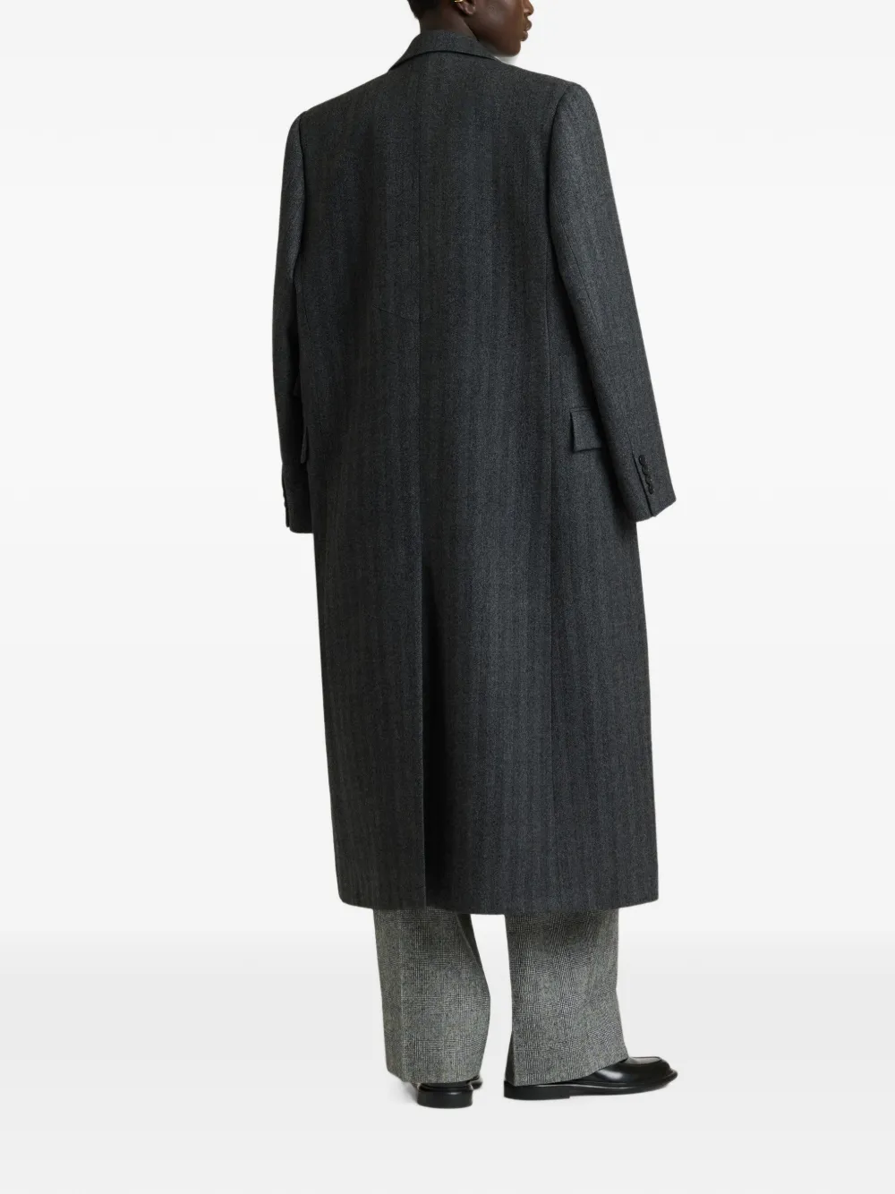 Givenchy Wollen lange jas met visgraat-patroon Grijs