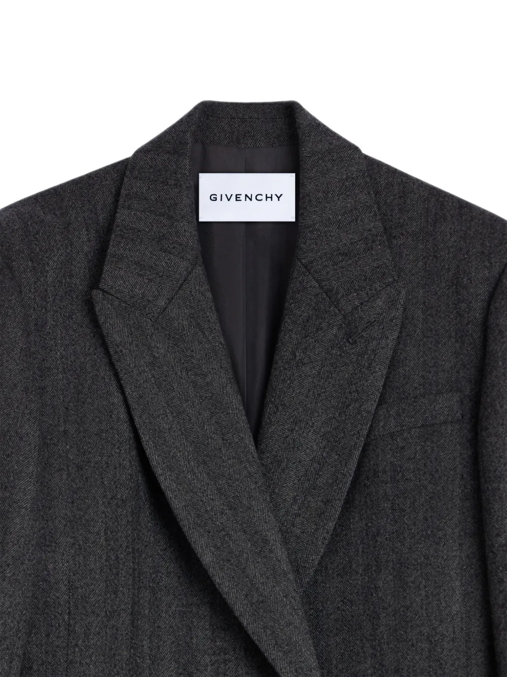 Givenchy Wollen lange jas met visgraat-patroon Grijs