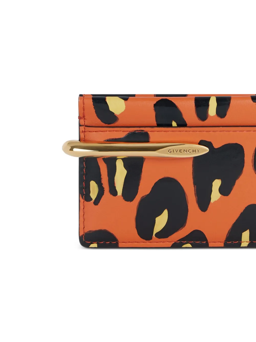 Givenchy Pinch leren pasjeshouder met luipaard-print Oranje
