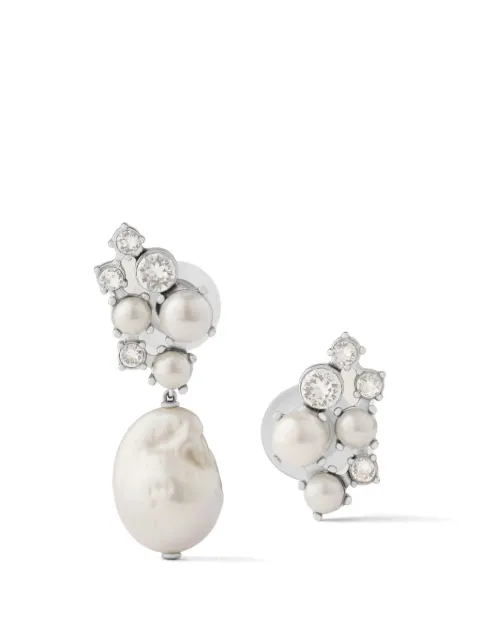 Givenchy Crystal Pearl asymmetric earrings in metal, crystals and pearls