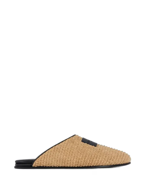 Givenchy label raffia-effect flat mules
