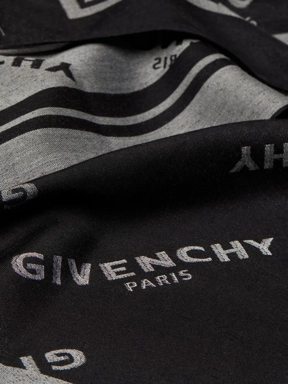 Givenchy Shadow wollen en zijden stola met jacquard Zwart
