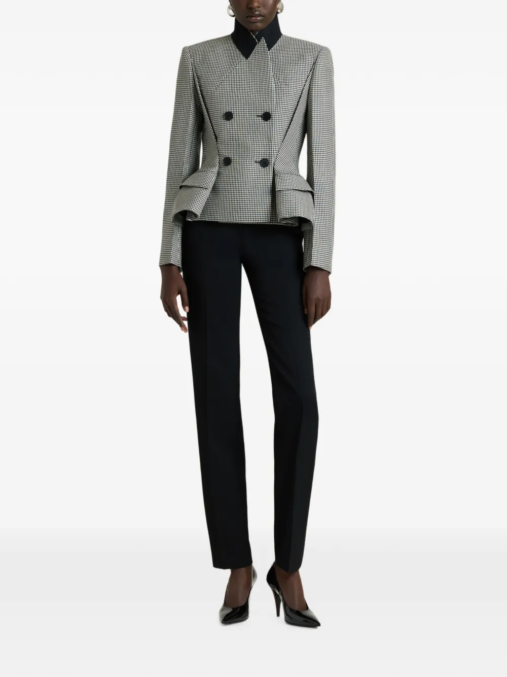 Givenchy Pinch wollen jack met dubbele rij knopen en pied-de-poule print Wit