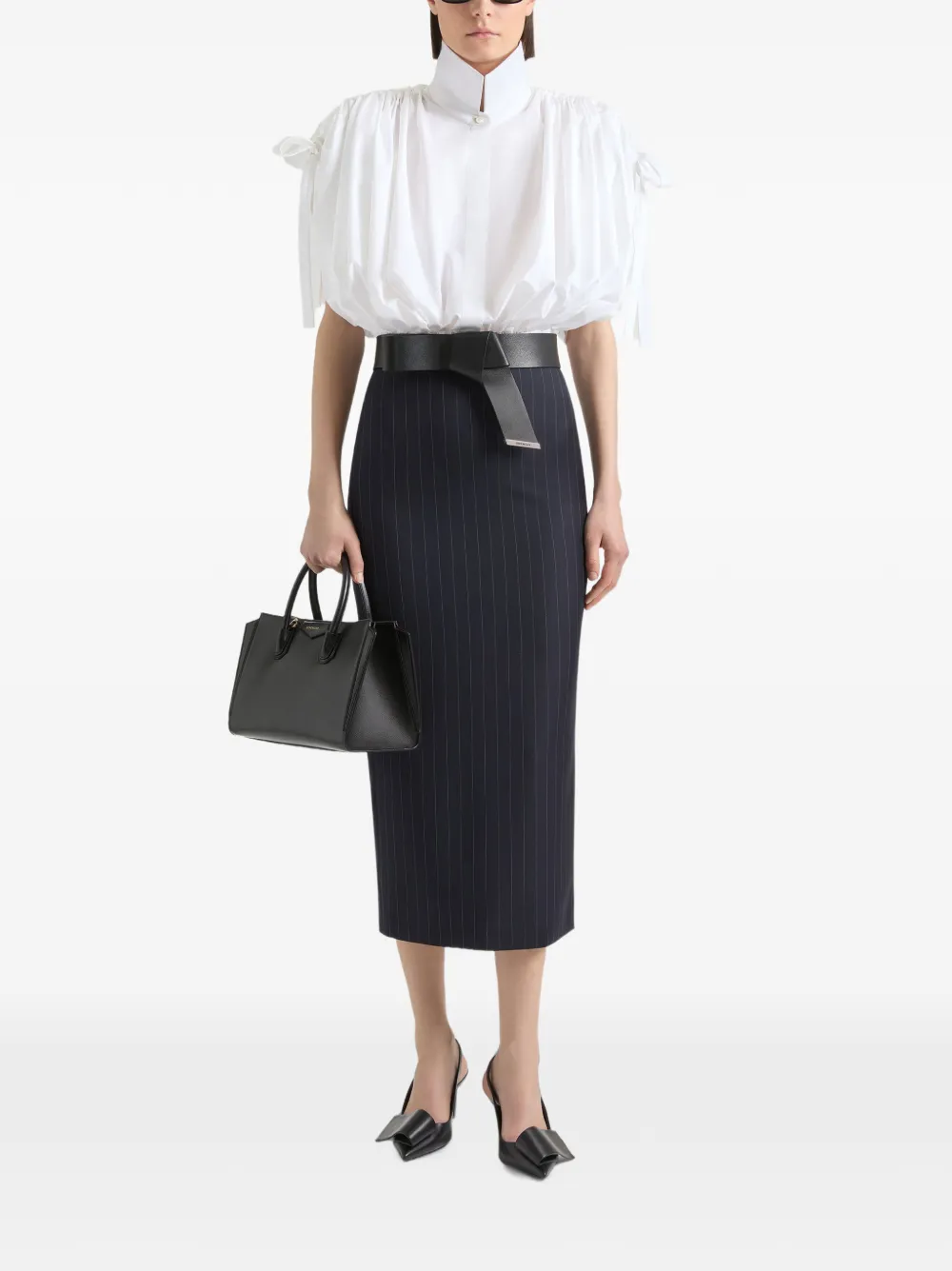 Givenchy Gestreepte wollen midi-rok Blauw