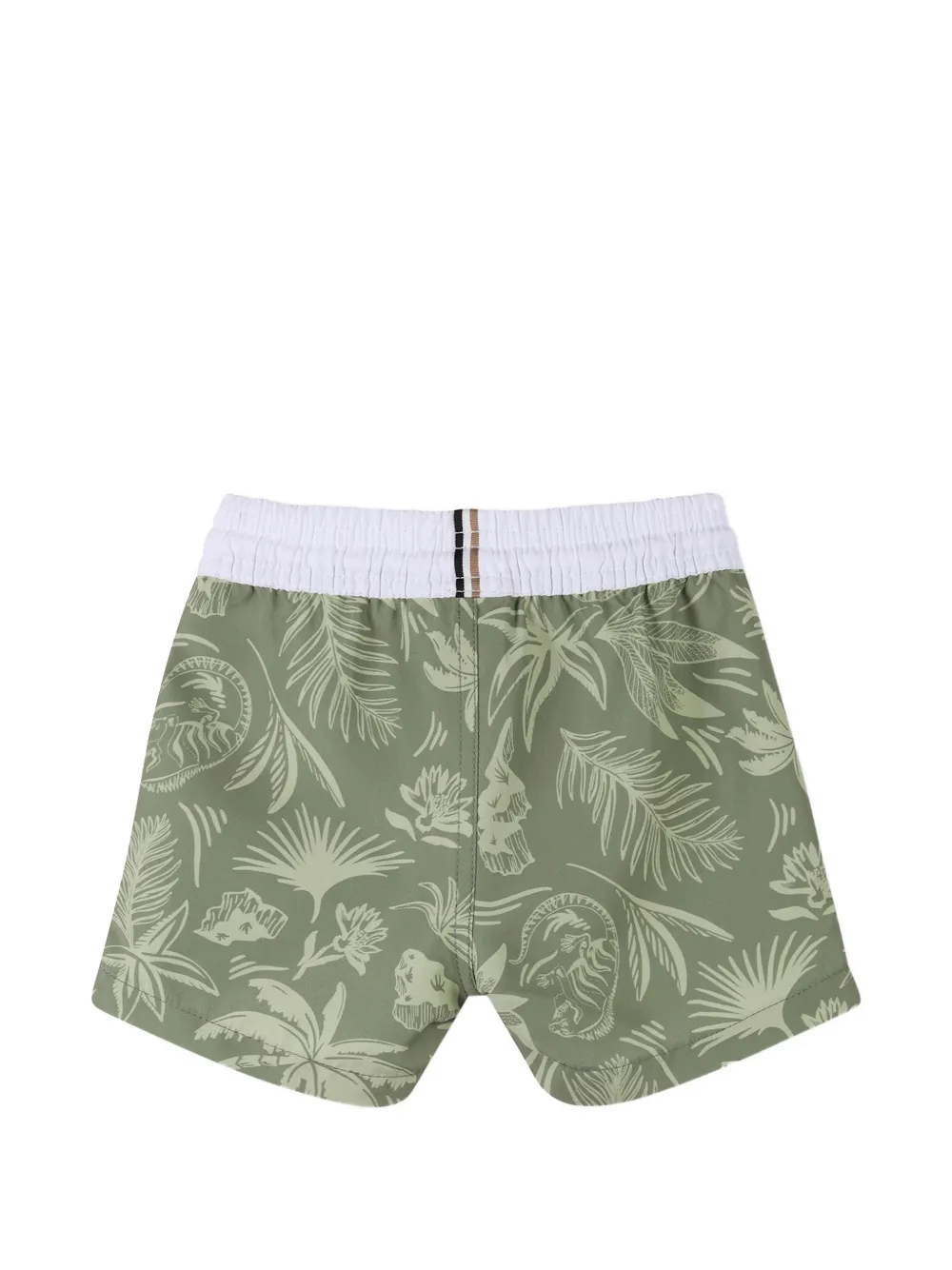 BOSS Kidswear Zwembroek met bladerprint en trekkoord Groen
