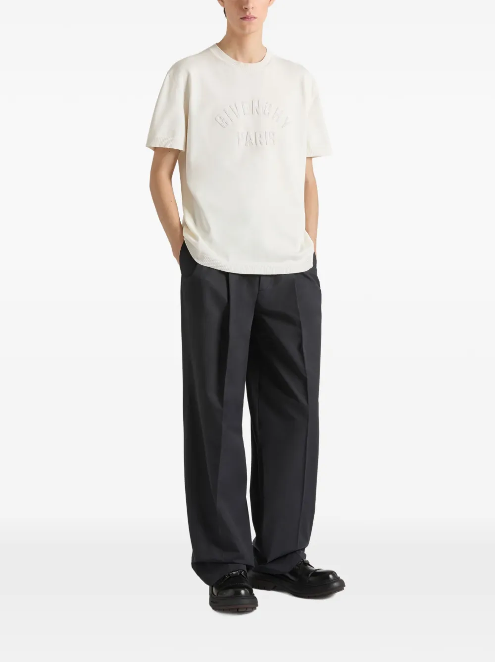 Givenchy Gebreid T-shirt met Paris-borduurwerk met parel Beige