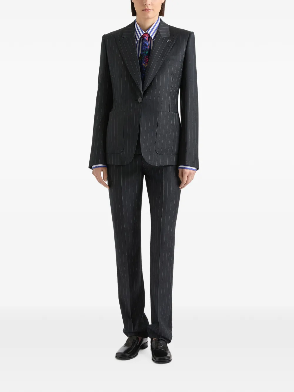 Givenchy Gestreepte wollen skinny broek Grijs