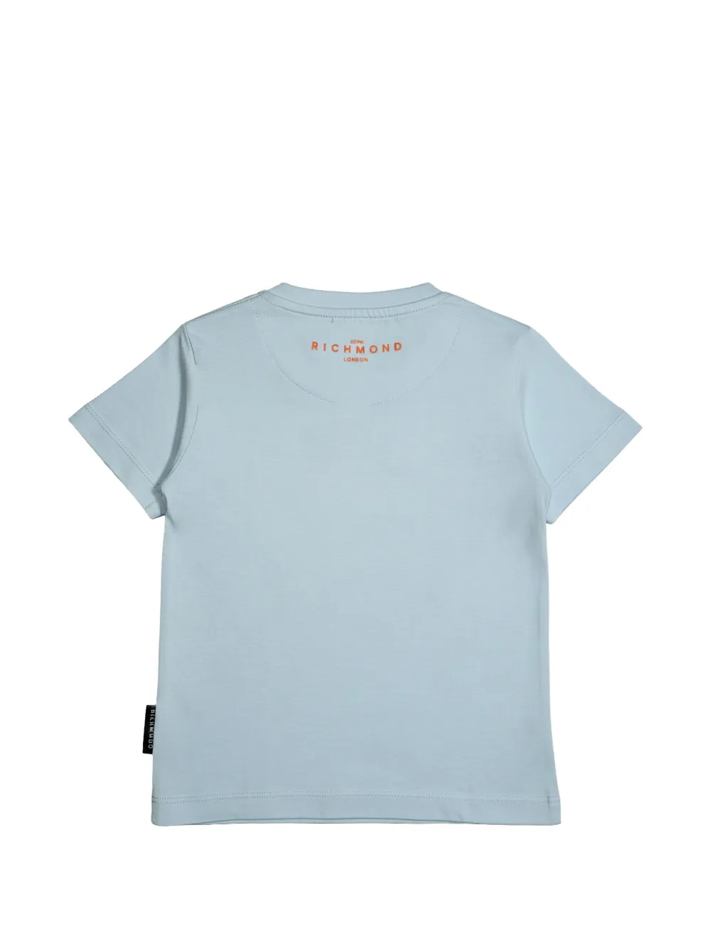 John Richmond Junior T-shirt met logoprint en knoop op de schouders Blauw