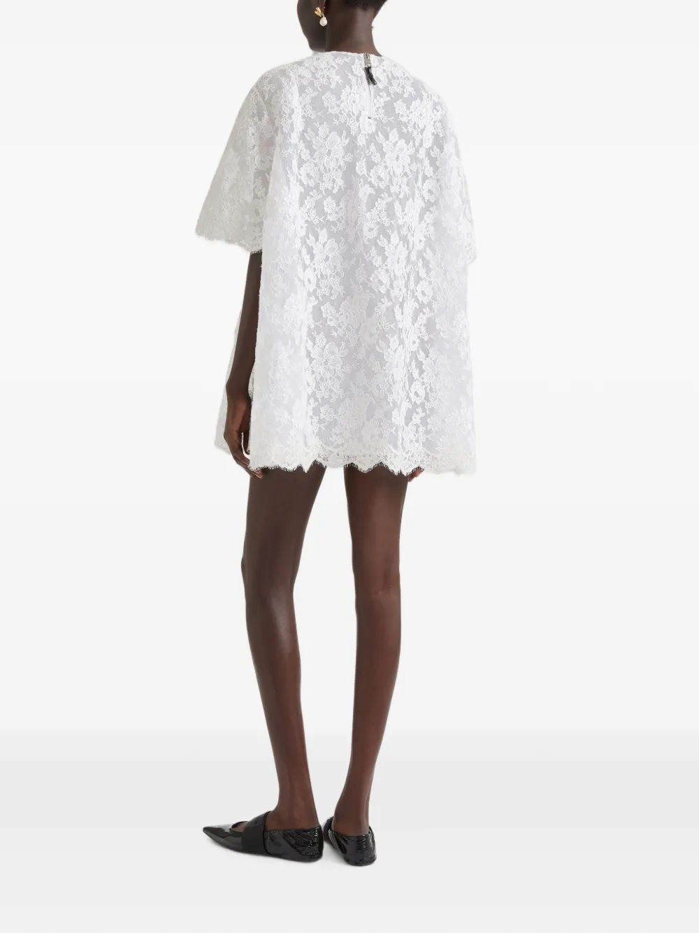 Givenchy Mini-jurk met bloemenkant en cape Wit