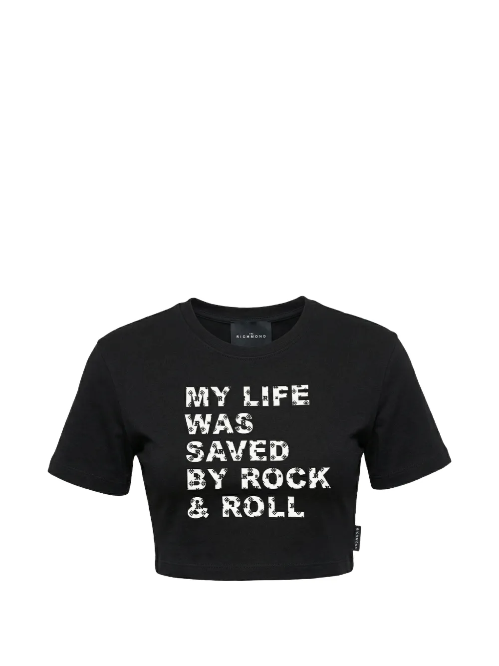 John Richmond Junior T-shirt crop con stampa - Nero