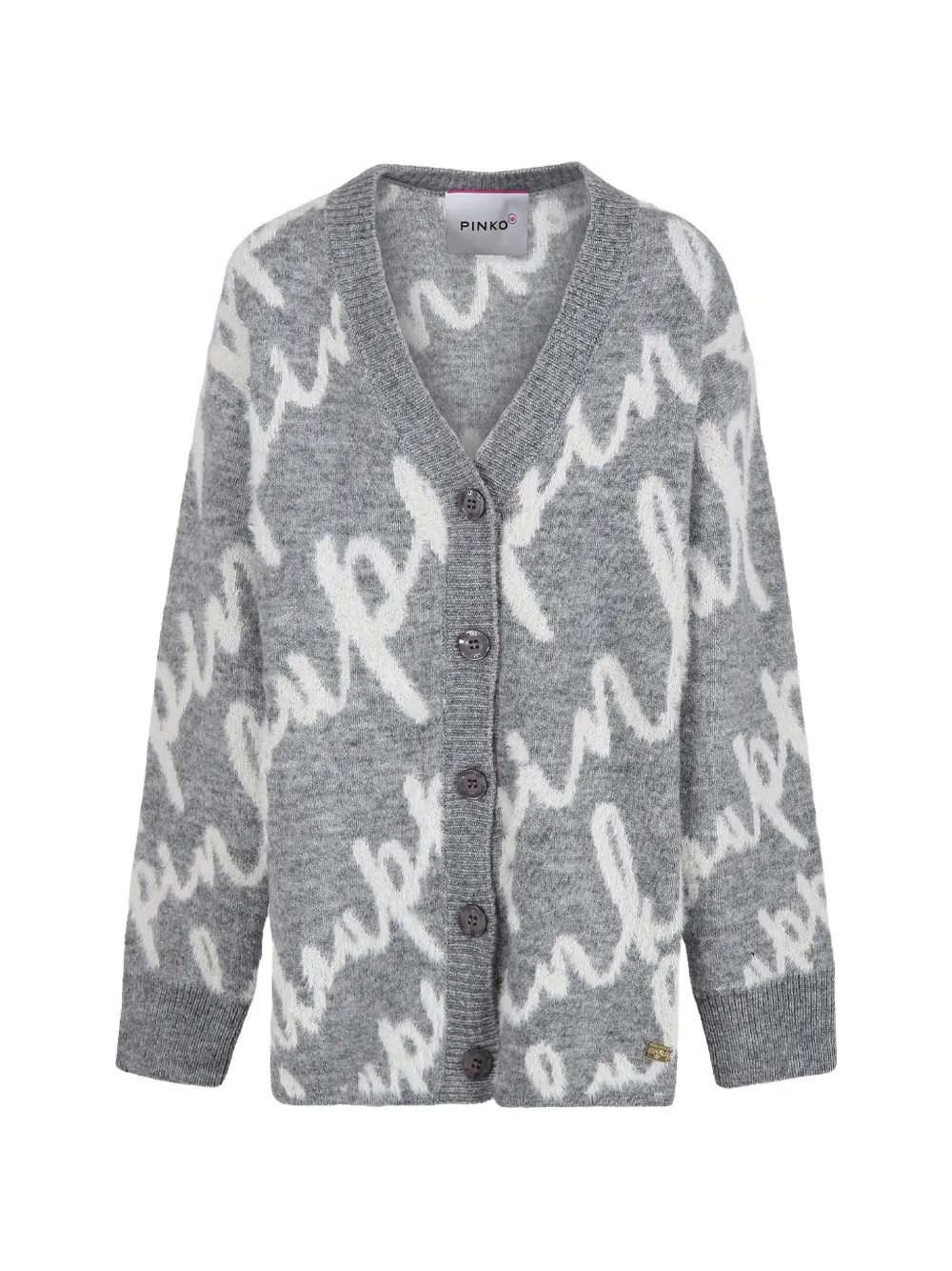 Pinko Kids Cardigan con intarsio logo - Grigio