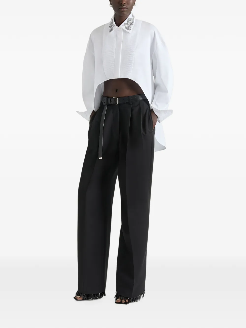 Givenchy Asymmetrisch popeline blouse met pailletten Wit
