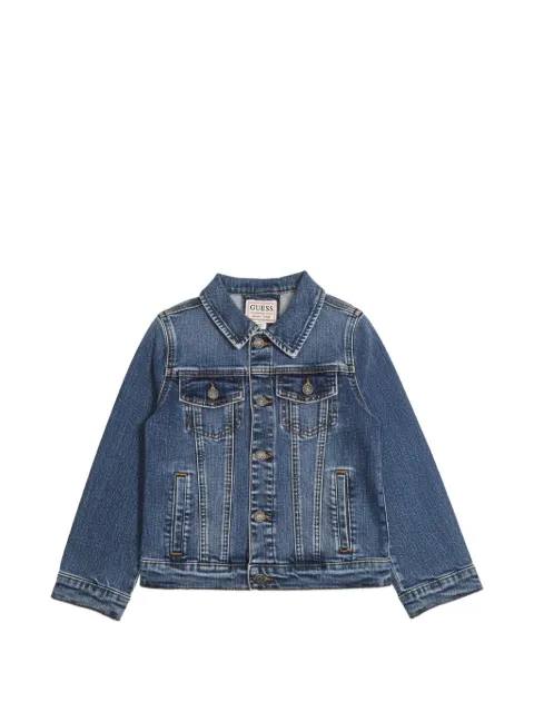 guess kids logo-patch denim jacket