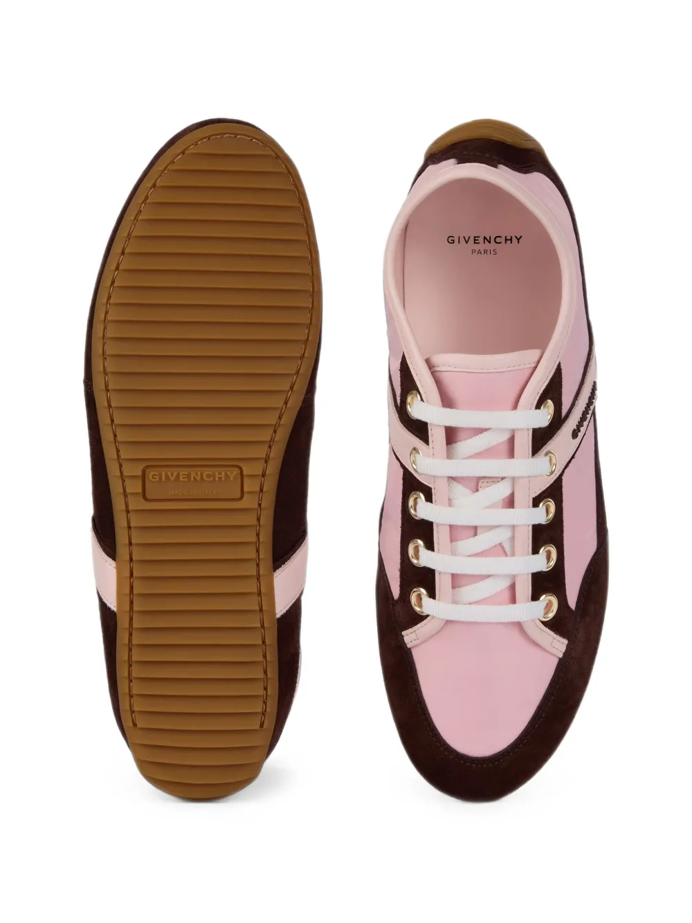 Givenchy Slim suede-trim panelled sneakers Bruin