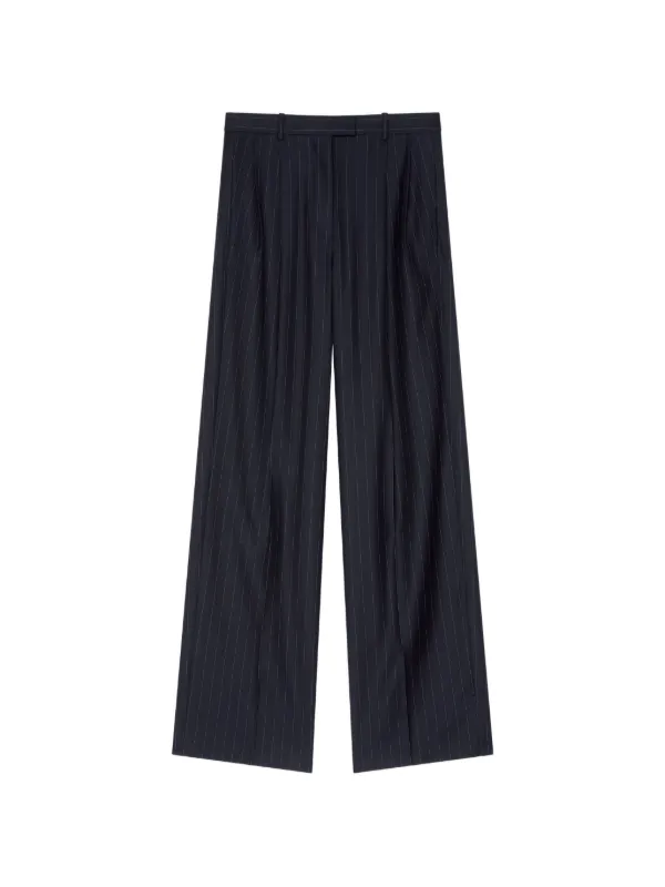 Givenchy Double Pleat Striped Pants in Wool in Blue