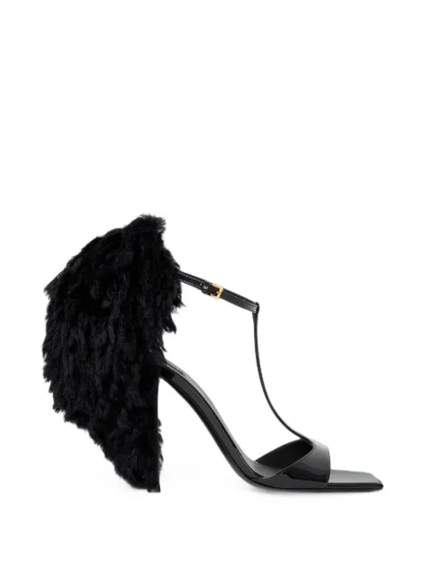 Givenchy pompom heeled sandals in patent leather and knit