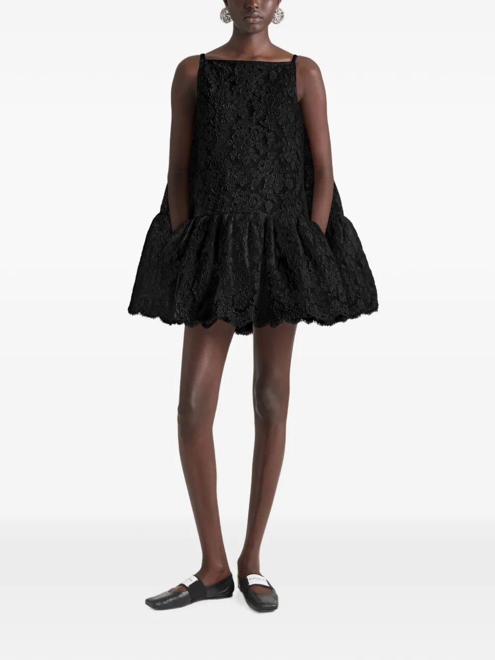 Givenchy Sliced mini-jurk met ruches en kant Zwart