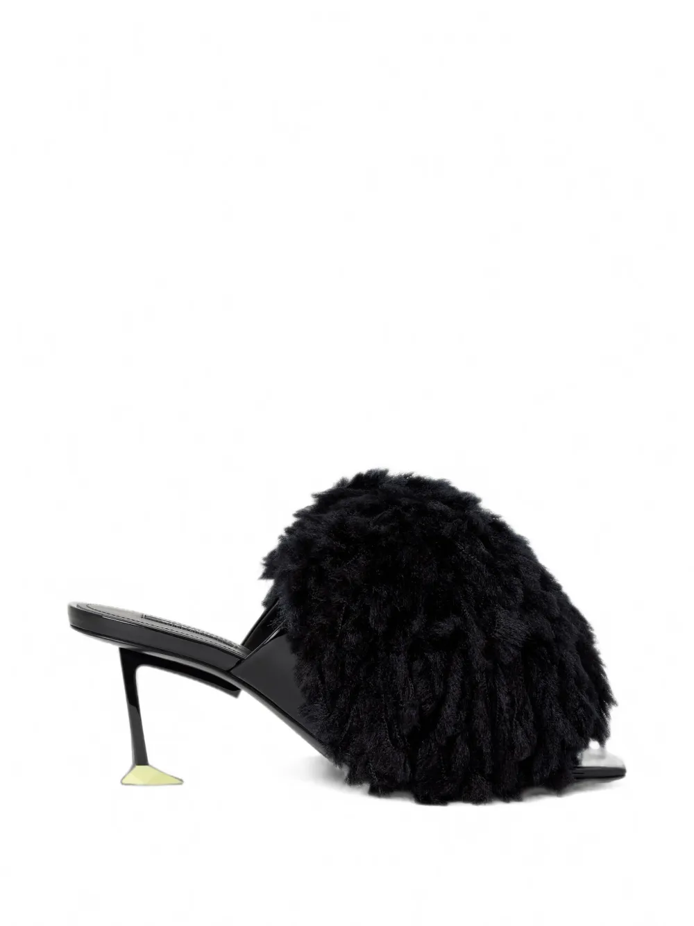 Givenchy Pompom Mules In Patent Leather And Knit In Black