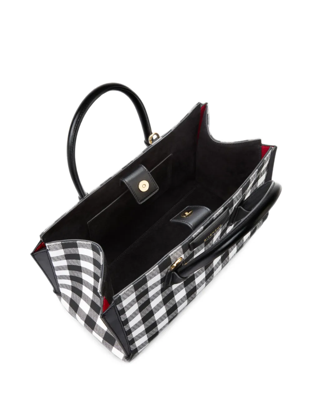 Givenchy Kleine Antigona Catchall geruite canvas tas Wit