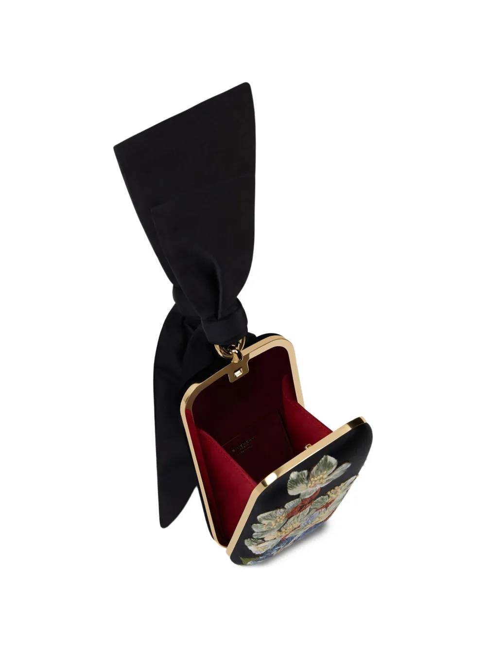 Givenchy Evening satijnen clutch met geborduurde bloemen Zwart