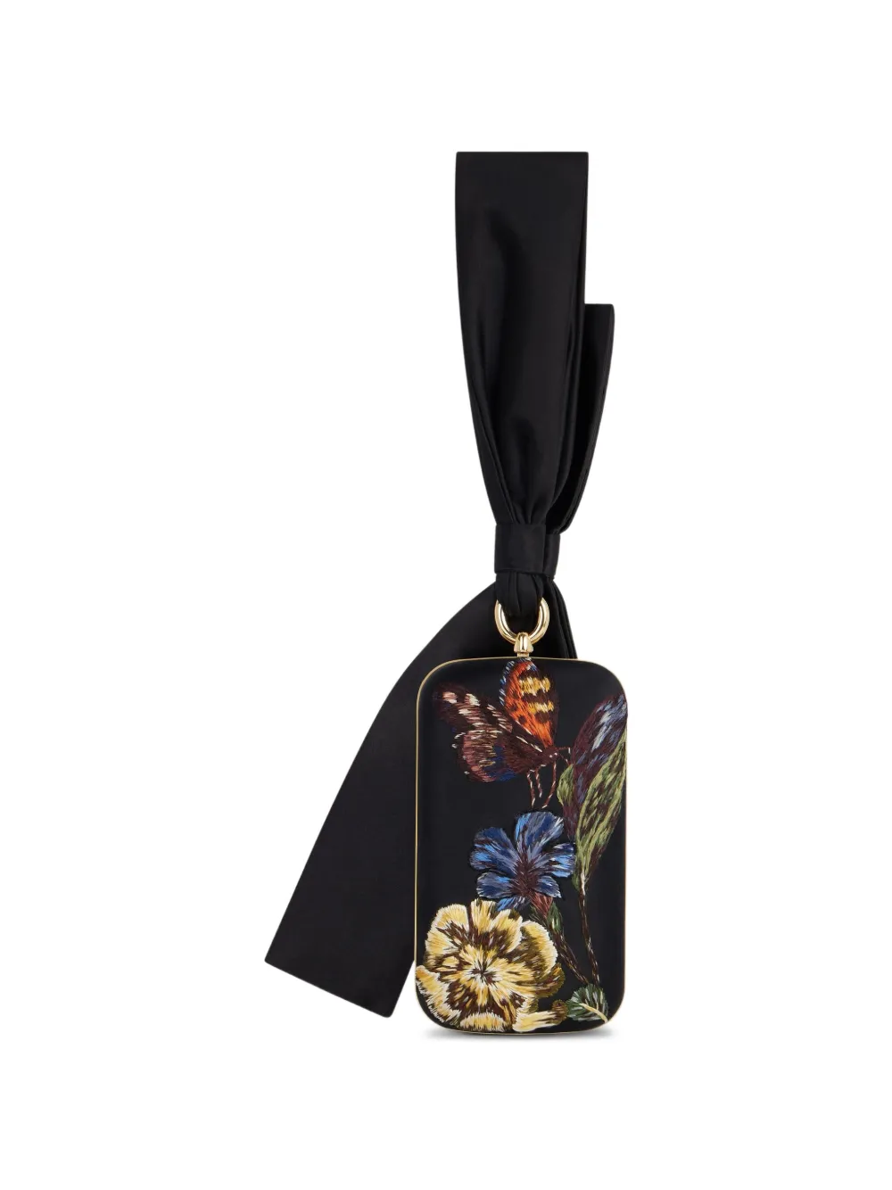 Givenchy Evening satijnen clutch met geborduurde bloemen Zwart