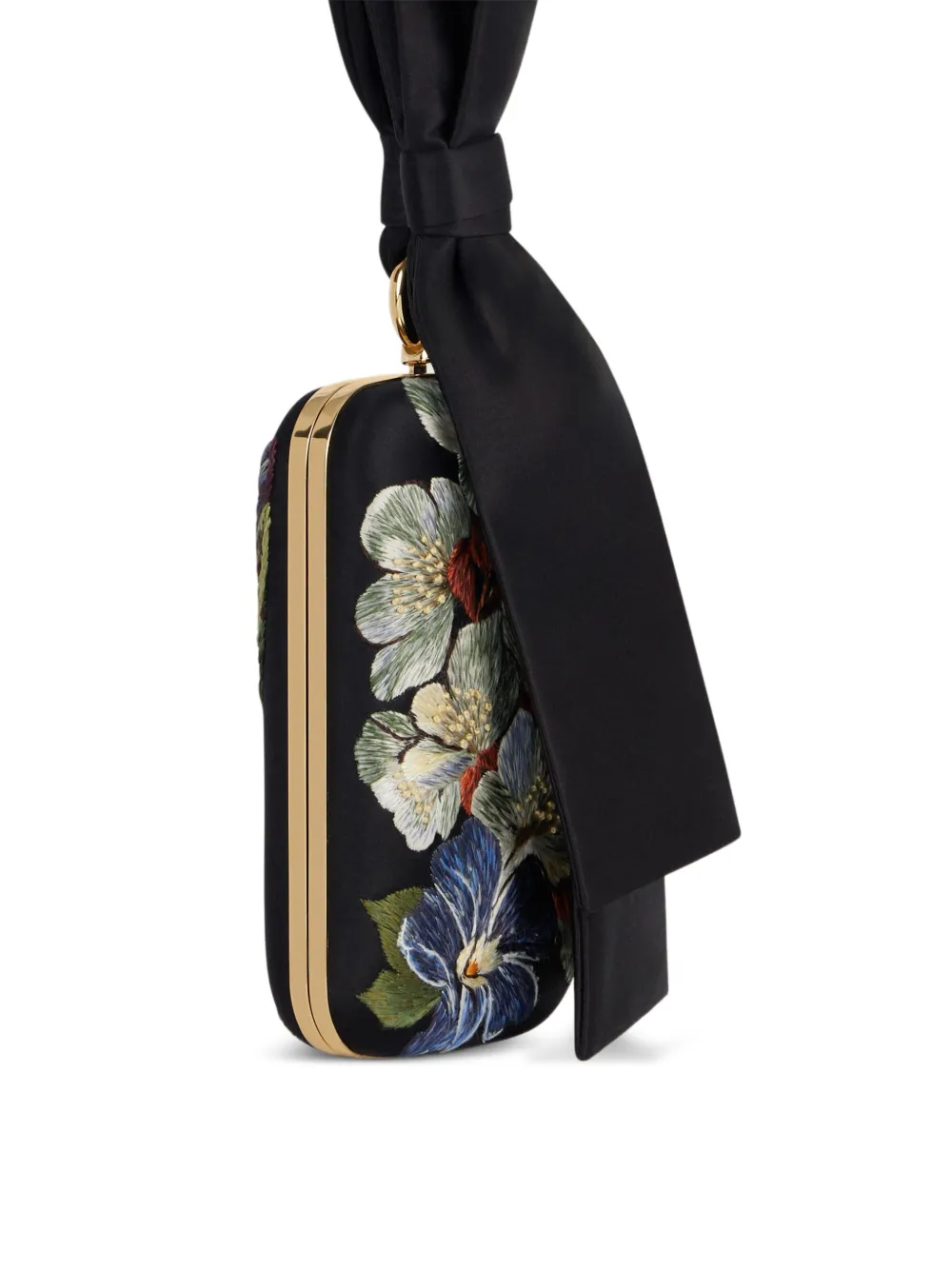 Givenchy Evening satijnen clutch met geborduurde bloemen Zwart