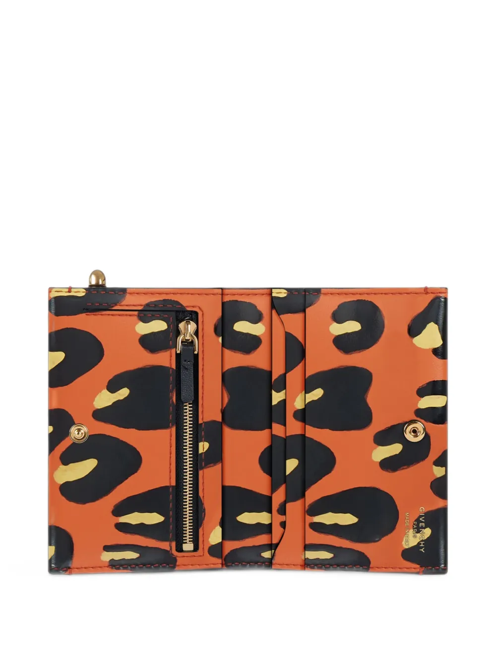 Givenchy Pinch leren portemonnee met luipaard-print Oranje