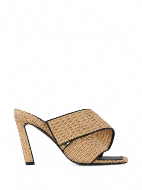 Givenchy sliced square raffia-effect heeled mules
