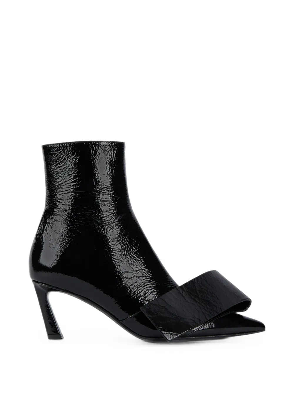 Givenchy Twisted Ribbon Ankle Boots In Shiny Naplack Leather In Black
