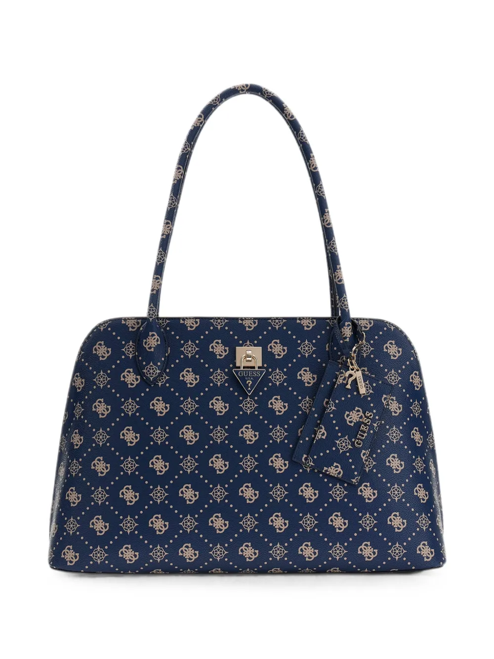 GUESS USA monogram-print logo-plaque tote bag - Blu