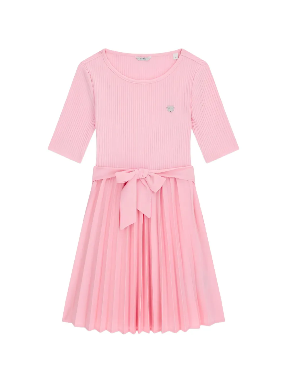 guess kids robe mi-longue à design plissé - Rose