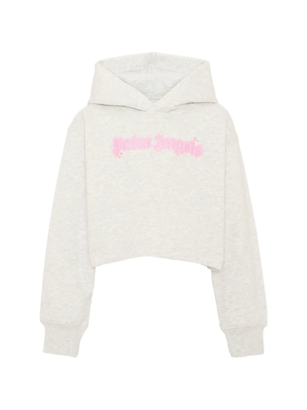 Palm Angels Kids logo-embroidered cropped hoodie - Grigio