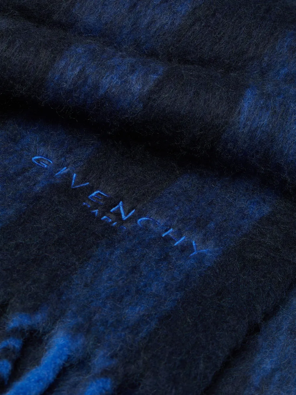 Givenchy Grote Paris gestreepte sjaal van alpacawol Blauw