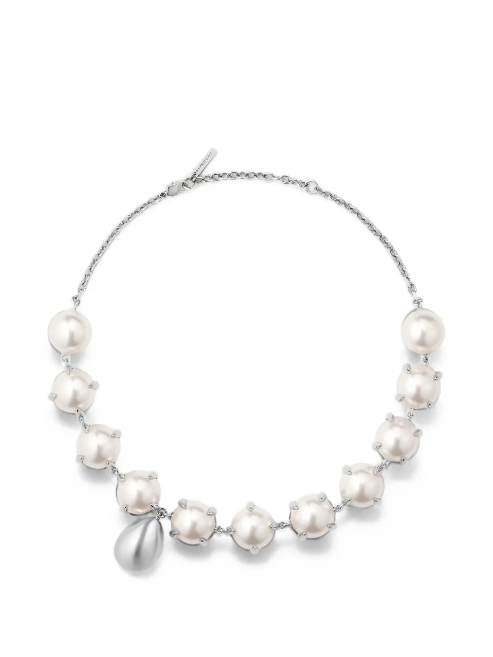 Givenchy Spiky Pearl Halskette aus Metall und Perlen - Silber