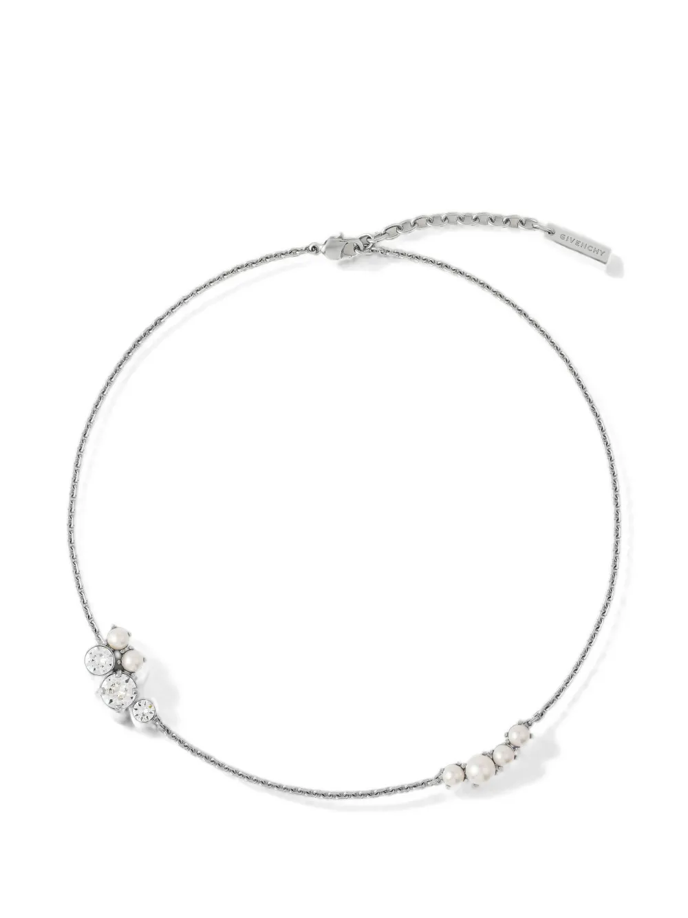 Givenchy Crystal Pearl Halskette aus Metall mit Kristallen und Perlen - Silber