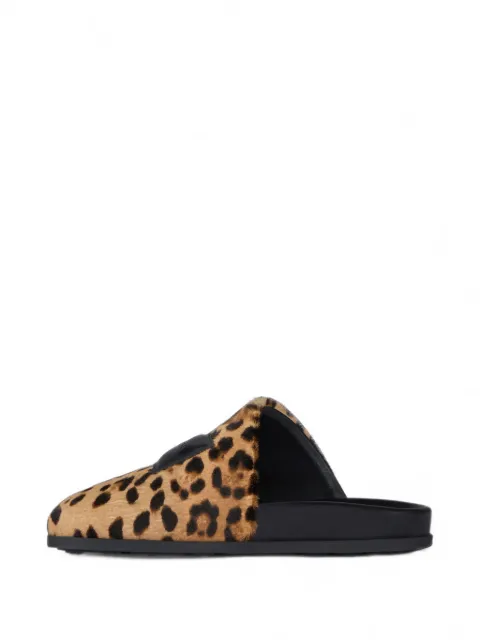 Givenchy label flat mules in pony effect leather with leopard pattern