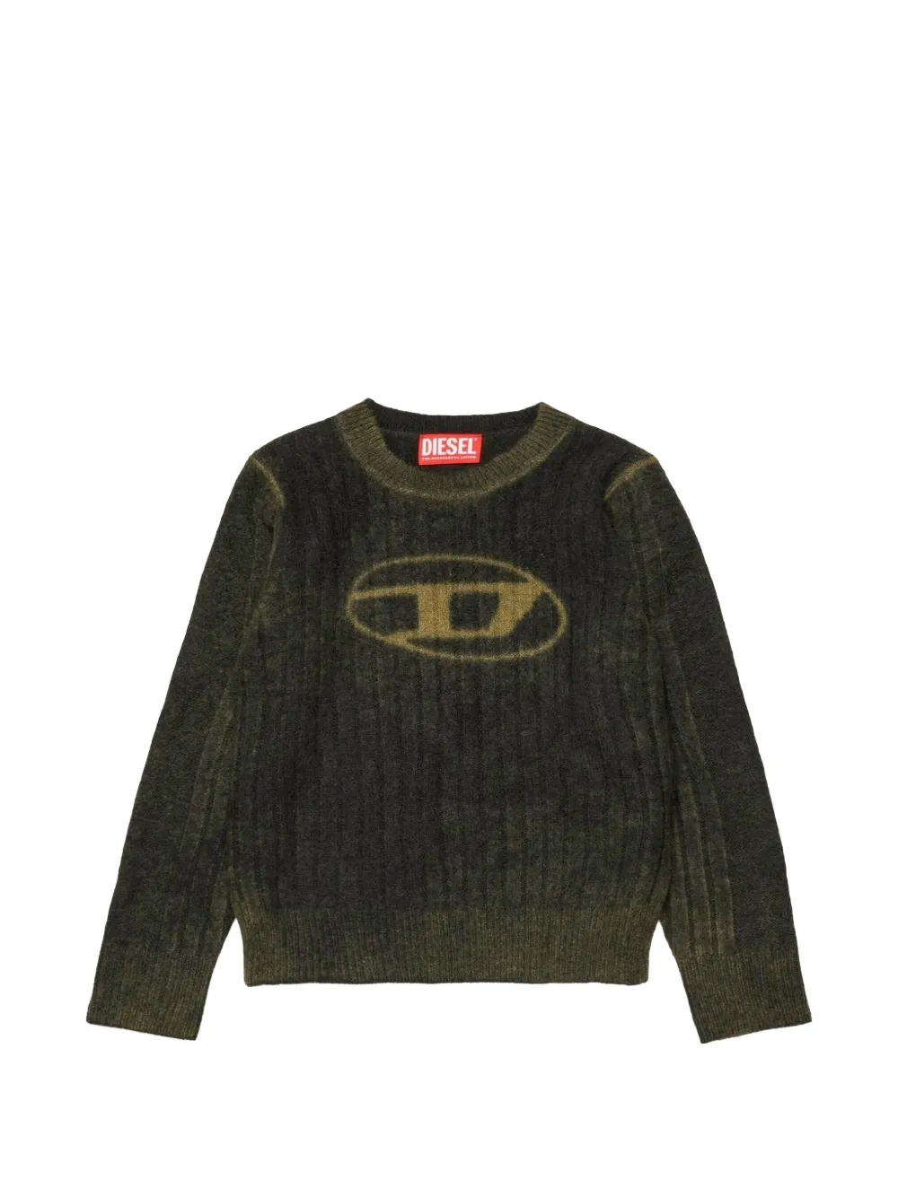 Diesel Kids Maglione a coste con logo - Verde
