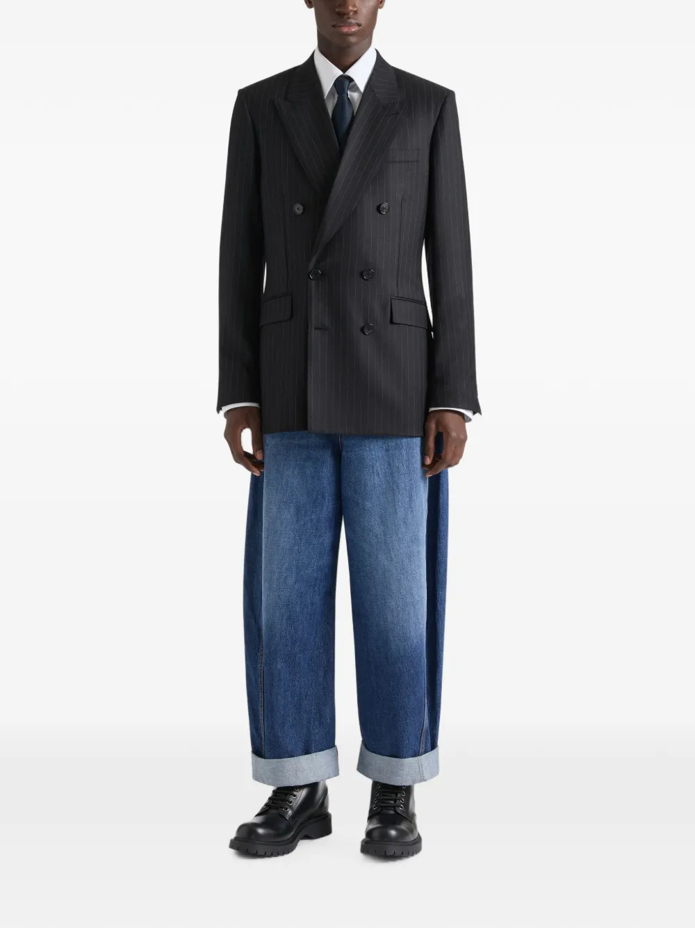 Givenchy Gestreept wollen colbert met dubbele rij knopen Zwart