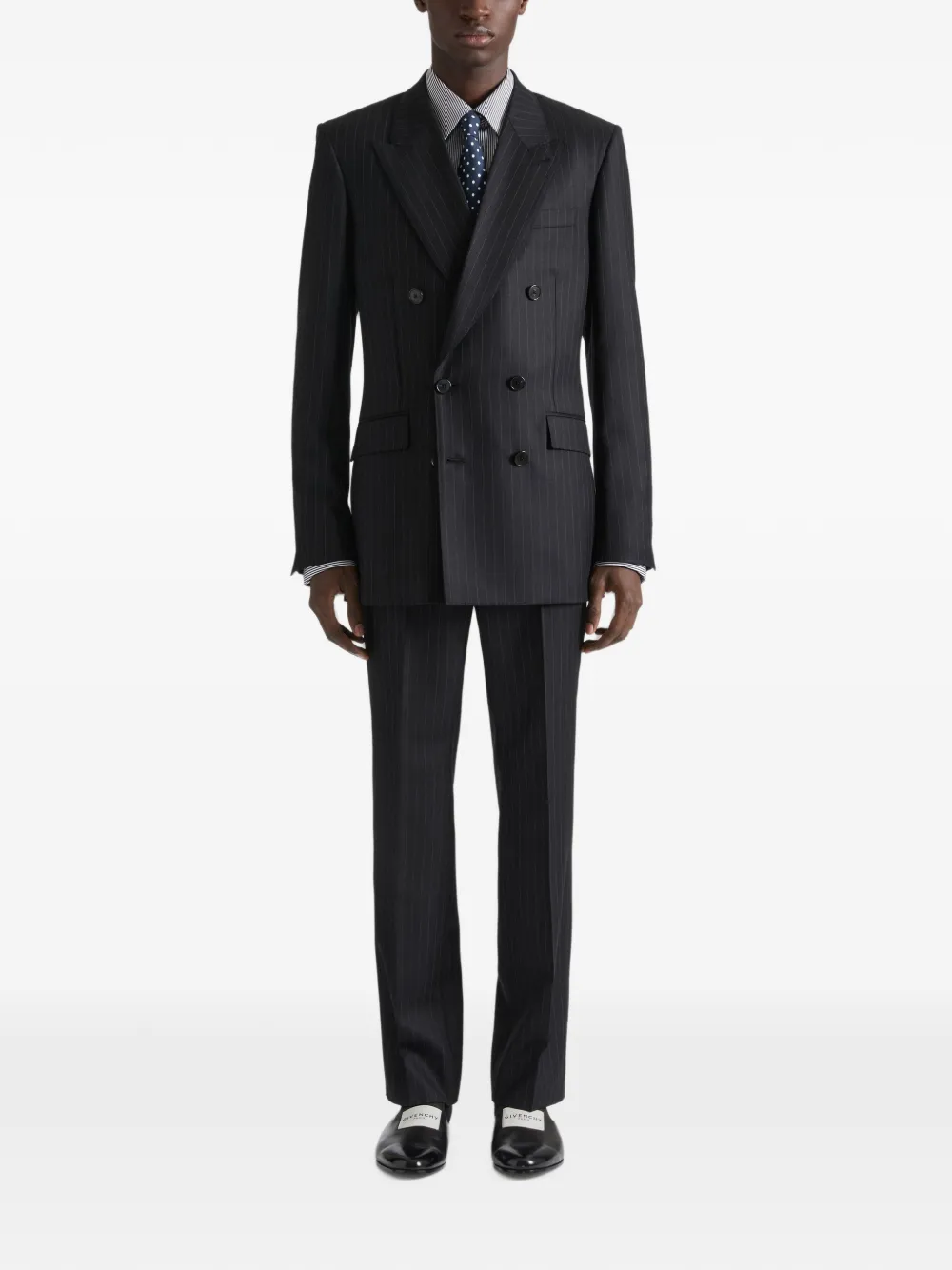 Givenchy Gestreept wollen colbert met dubbele rij knopen Zwart