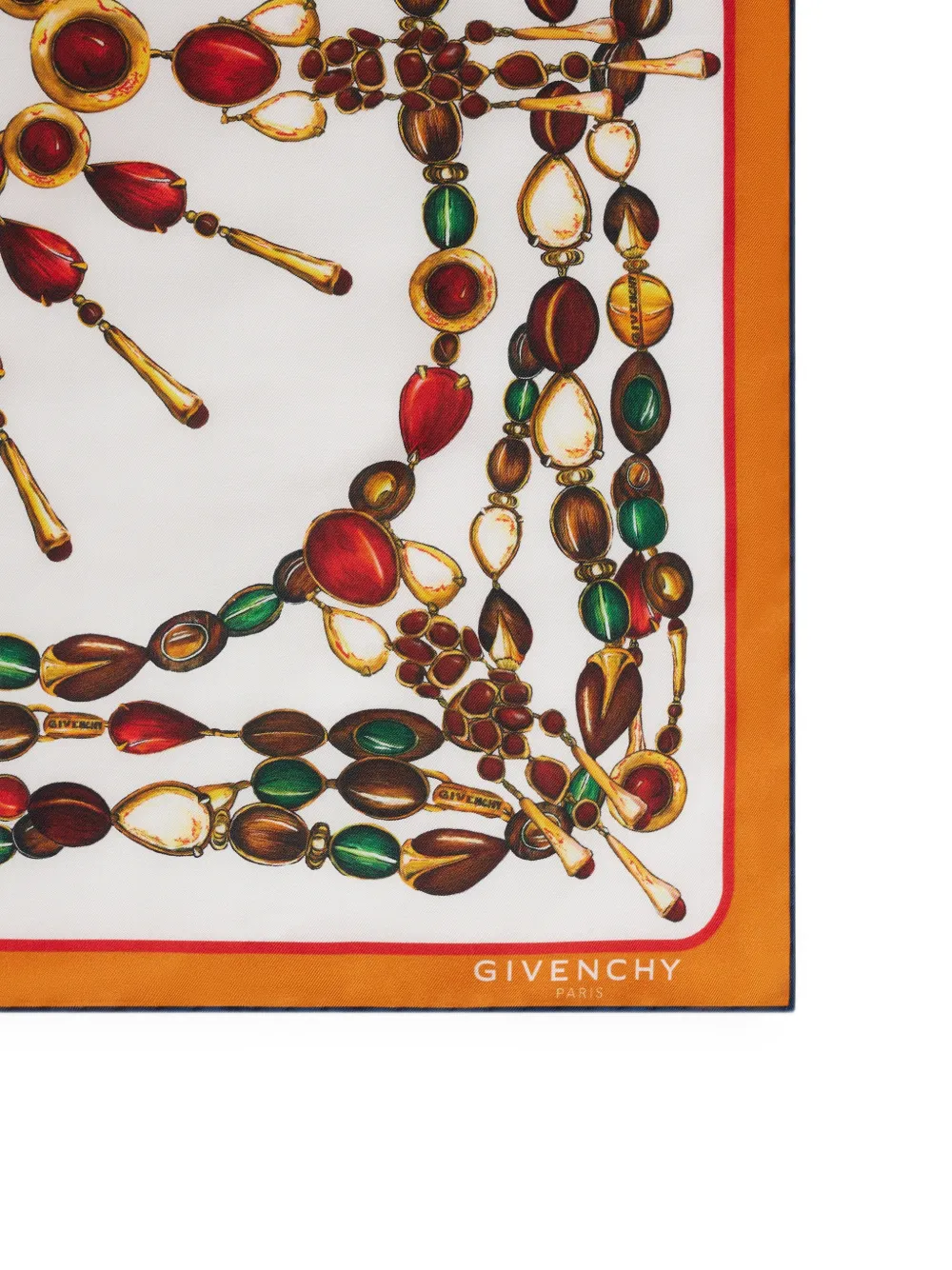 Givenchy Kleine zijden sjaal met sculpturale edelsteen-print Wit