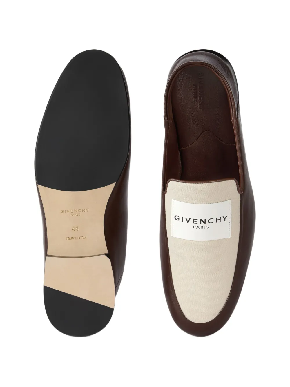 Givenchy Label loafers van glanzend leer en canvas Bruin