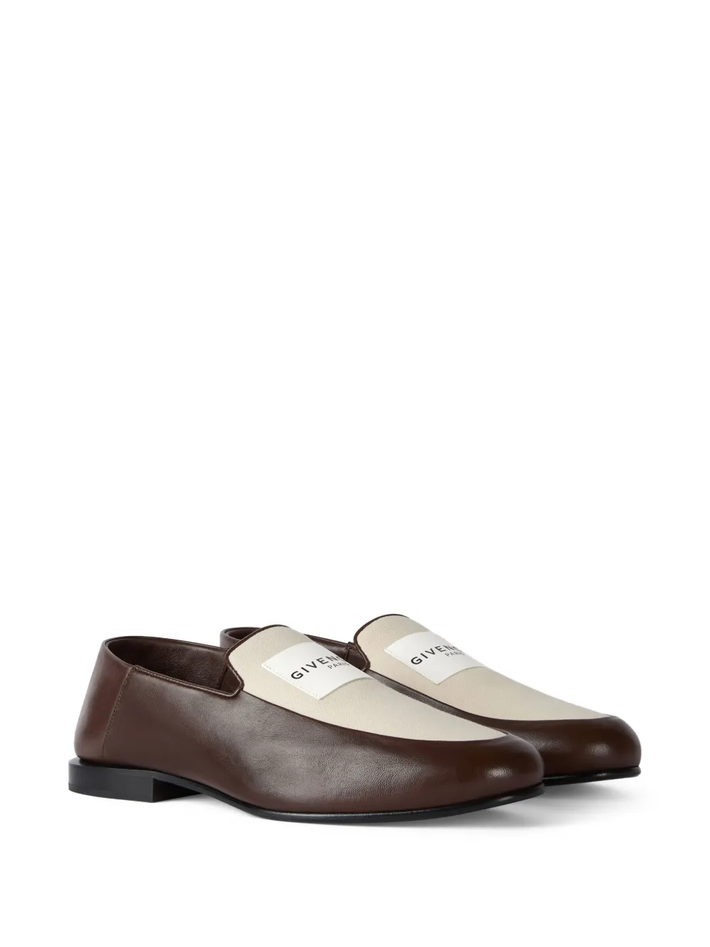 Givenchy Label loafers van glanzend leer en canvas Bruin