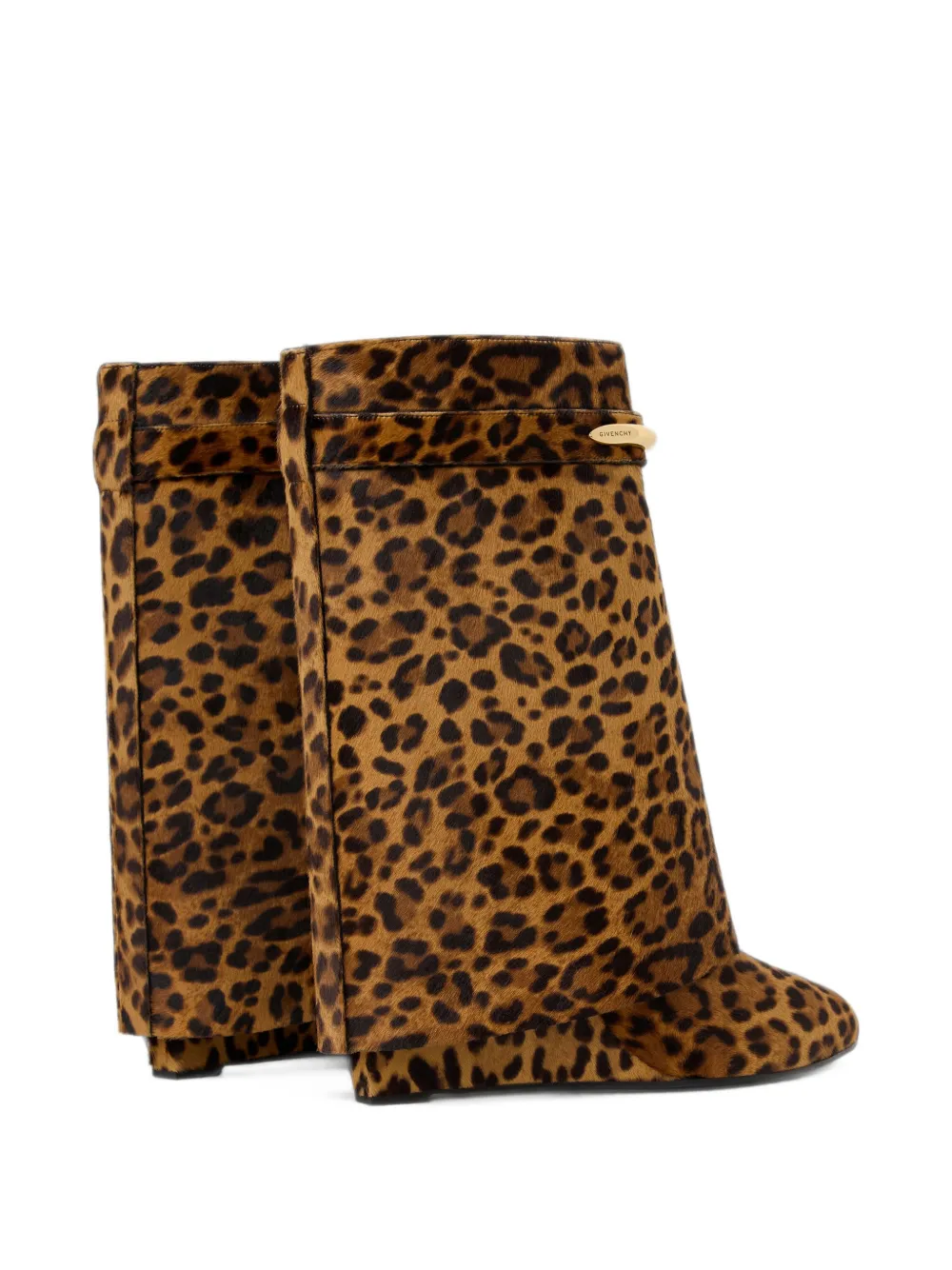 Givenchy Shark Pinch leren enkellaarzen met luipaard-print en pony-effect Bruin