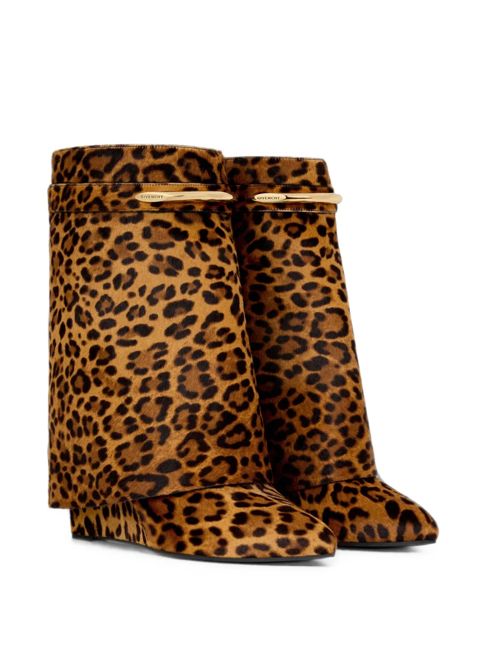 Givenchy Shark Pinch leren enkellaarzen met luipaard-print en pony-effect Bruin