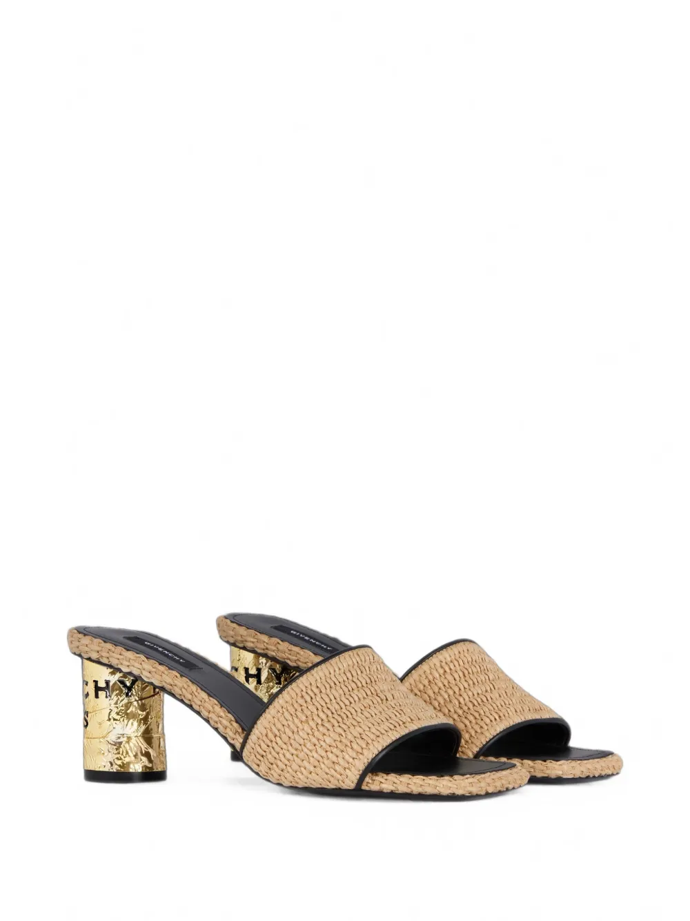 Givenchy Tape muiltjes met raffia-effect en hak Beige