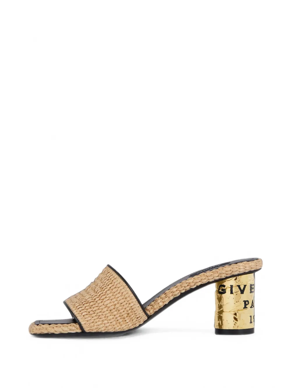 Givenchy Tape muiltjes met raffia-effect en hak Beige