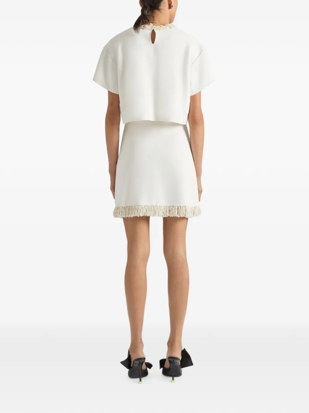Givenchy Cropped gebreide top met borduurwerk en parel Wit