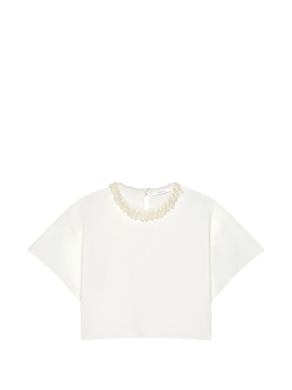 Givenchy Cropped gebreide top met borduurwerk en parel Wit